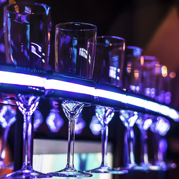 Several champagne glasses